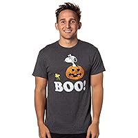 Peanuts Men's Halloween Boo Snoopy and Woodstock Pumpkin Adult T-Shirt