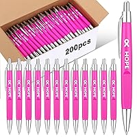 200 Pcs Breast Cancer Pens Bulk Pink Ribbon Retractable Ballpoint Pens Breast Cancer Awareness Imprinted HOPE Pen for Charity Run Recognition Public Event Fundraiser (Pink)