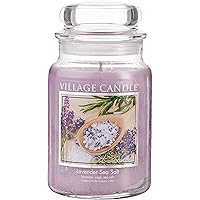 Village Candle Lavender Sea Salt Large Glass Apothecary Jar Scented Candle, 21.25 oz, Purple