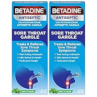 Betadine Antiseptic Medicated Gargle, Povidone-Iodine 0.5%, Treat and Relieve Sore Throat Symptoms, Temporarily Reduces Germs Normally Found in The Mouth, Mint Flavor, 8 FL OZ (Pack of 2)