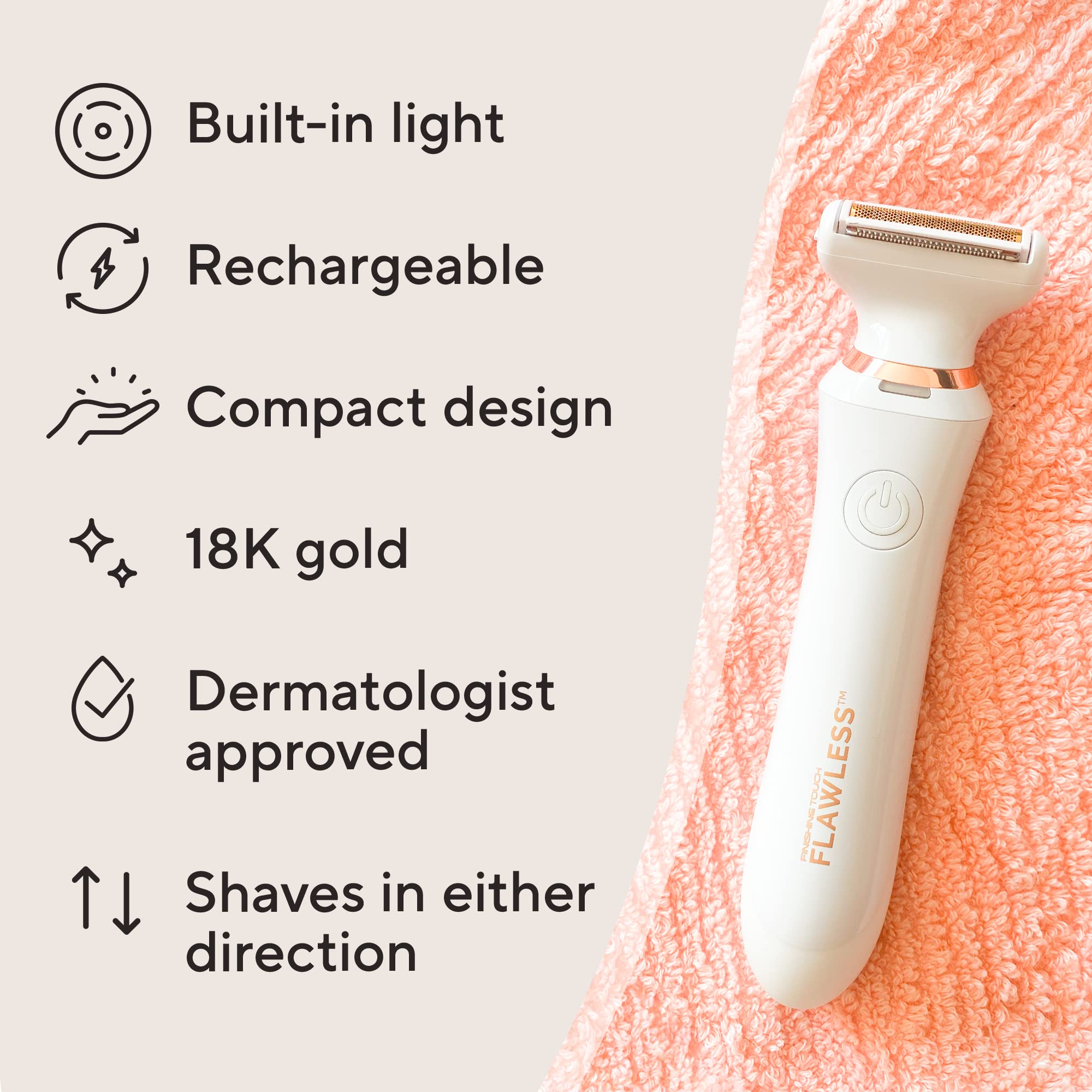Finishing Touch Flawless Underarm Hair Removal Electric Razor Device, Designed to Shave and Contour Womens Sensitive Underarm Area, Cordless Groomer, Painless for All Skin Types