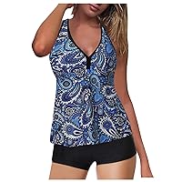 SNKSDGM Swimming Suits for Women Tankini Swimsuits Two Piece Bathing Suits Tankini Top with Boyshorts Swimwear for