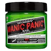 Electric Lizard Green Hair Dye – Classic High Voltage - Semi Permanent Bright Neon Green Hair Color With Lime Green Hues – Glows in Blacklight - Vegan, PPD And Ammonia Free (4oz)