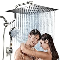 Cobbe 12 Inch All Metal 3-Way Rain Shower Head, High Pressure Shower Head, Dual Shower Heads with Handheld Spray Combo - 9 Spray Filtered Shower Head, Brushed Nickel