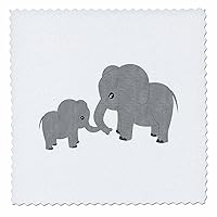 3dRose Mom and Baby Elephant-Quilt Square, 10-inch (qs_195248_1)