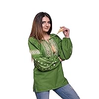 Embroidered Ukrainian Folk Blouse Natural Cotton Traditional Ethnic Style, New