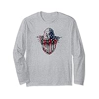 American Flag Bald Eagle Sheild Long Sleeve T-Shirt