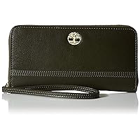 Timberland womens Leather Rfid Zip Around Wallet Clutch With Strap Wristlet, Grape Leaf, One Size US