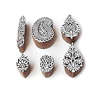Decorative Leaf and Paisley Pattern Wood Block Print Stamps (Set of 6)