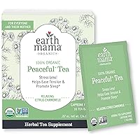 Earth Mama Organic Peaceful Tea | Stress Less! Calming, Relaxing Herbal Blend Safe for Pregnancy & Beyond, 16 Teabags Per Box