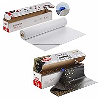 Neatiffy 300 FT + 100 FT - Disposable Plastic Table Cloth Roll with Slide Cutter | Waterproof Table Cover for Rectangle,Square,Round,Oval Tables |Party, Banquet, Birthdays, Weddings -White/Black Gold