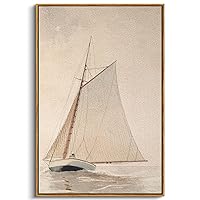 InSimSea Framed Large Canvas Wall Art for Living Room,White Sailboat Seascape Watercolor Vintage Painting on Canvas - Coastal Wall Art Prints for Living Room, Office, and Home Decor - 24X36in