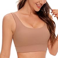CRZ YOGA Butterluxe Womens U Back Sports Bra - Scoop Neck Padded Low Impact Yoga Bra Workout Crop Top with Built in Bra