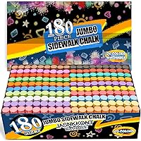 180 Pack Washable Sidewalk Chalk for Kid, 20 Colors Non-Toxic Jumbo Chalk Paint Bulk for Summer Outdoor Activity, Playground, School Classroom Chalkboard, Chalk Party Favors Set for Toddler Kids Adult