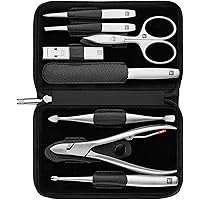 ZWILLING Beauty TWINOX Manicure and Pedicure Nappa Leather Case with Zip Closure, Nail Care Kit, 9-Piece, Premium Travel Nail Kit, Black