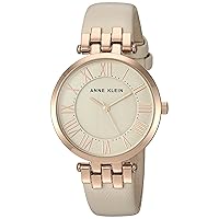 Anne Klein Women's AK/2618RGIV Rose Gold-Tone and Ivory Leather Strap Watch