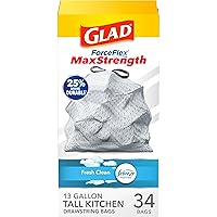 Glad Trash Bags, Tall Kitchen Garbage Bags, 13 Gal, 34 Count
