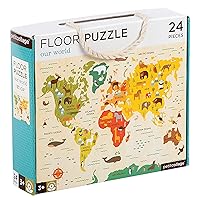 Petit Collage Floor Puzzle, Our World, 24-Pieces – Large Puzzle for Kids, Completed Map Puzzle Measures 18” x 24” – Makes a Great Gift Idea for Ages 3+
