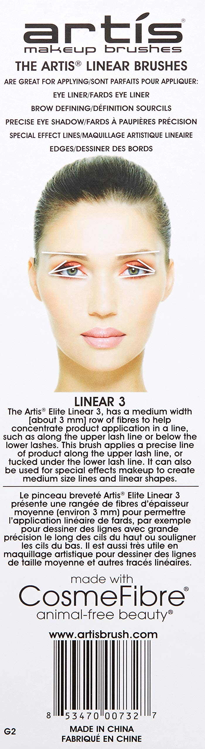 Artis Elite Linear 3 Makeup Brush | Perfect Precise Liner | Upper Lash Line or Lower Lashes | Ideal For Wider Line Pattern | Special Effects Makeup