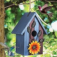 Birdhouse,Nesting Boxes for Birds, Rustic Wooden Flower Nesting Box for Birds for Outdoors, Hanging Bridal House for Garden Decoration, Blue