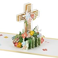 Hallmark Signature Paper Wonder Easter Pop Up Card (Cross with Flowers) Religious Card for Birthdays, Baptisms, Confirmations