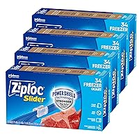 Ziploc Quart Food Storage Freezer Slider Bags, Power Shield Technology for More Durability, 34 Count (Pack of 4)