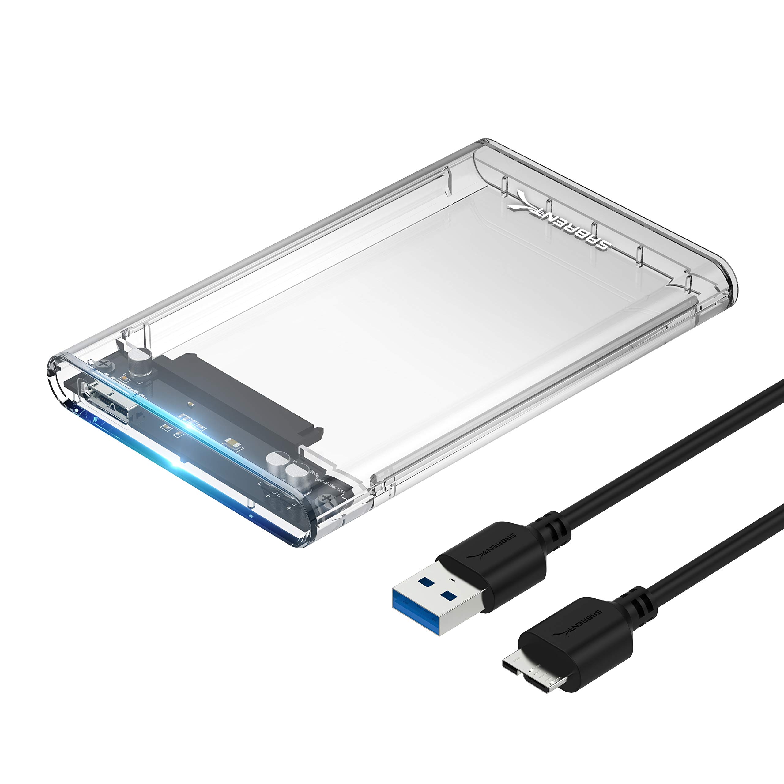 SABRENT 2.5 Inch SATA to USB 3.0 Tool Free Clear External Hard Drive Enclosure [Optimized for SSD, Supports UASP SATA III] (EC-OCUB)