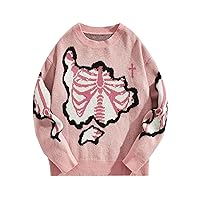 SOLY HUX Men's Sweater Graphic Print Drop Shoulder Long Sleeve Crewneck Pullover Tops