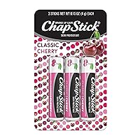 ChapStick Classic Skin Protectant Flavored Lip Balm Tube, Cherry Flavor, 0.15 Ounce (Pack of 3)