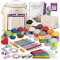 Crochet Kit for Beginners Adults and Kids - Beginner Crochet Kit for Adults with Step-by-Step Video Tutorials, Amigurumi and Crocheting Kit, Crochet Starter Kit with Soft Crochet Yarn and Crochet Bag