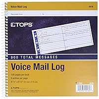 TOPS Spiral Voice Message Log Book, 2-Sided, 1-Part, 8.5 x 8.25 Inches, 8 Messages per Page, 800-Message Book (4416) , Manila