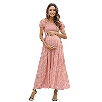 Maternity Dress Women's Off Shoulder Split A Line Casual Maxi Dress Photography Dress for Babyshower