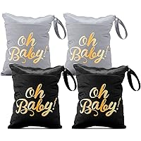 4 Pack Wet Dry Bags Waterproof Diaper Bag Organizing Pouches Washable Cloth Baby Diaper Bag Reusable Wet Zip Bag Dry Travel Bags with Two Zippered Pockets for Travel, Beach, Pool, Stroller, Diapers
