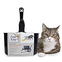 Fresh Kitty 4-in-1 Litter Box Organizer Cleanup Kit – Cat Litter Box Cleaning Supplies – Sweeper & Dustpan, Scooper, Storage Caddy, Charcoal