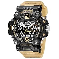 AIMES Mens Watches Sports Outdoor Waterproof Military Watch for Men Tactical Watch Analog Digital Date Alarm Stopwatch Multi-Function Tactics Big Face Wristwatch for Men