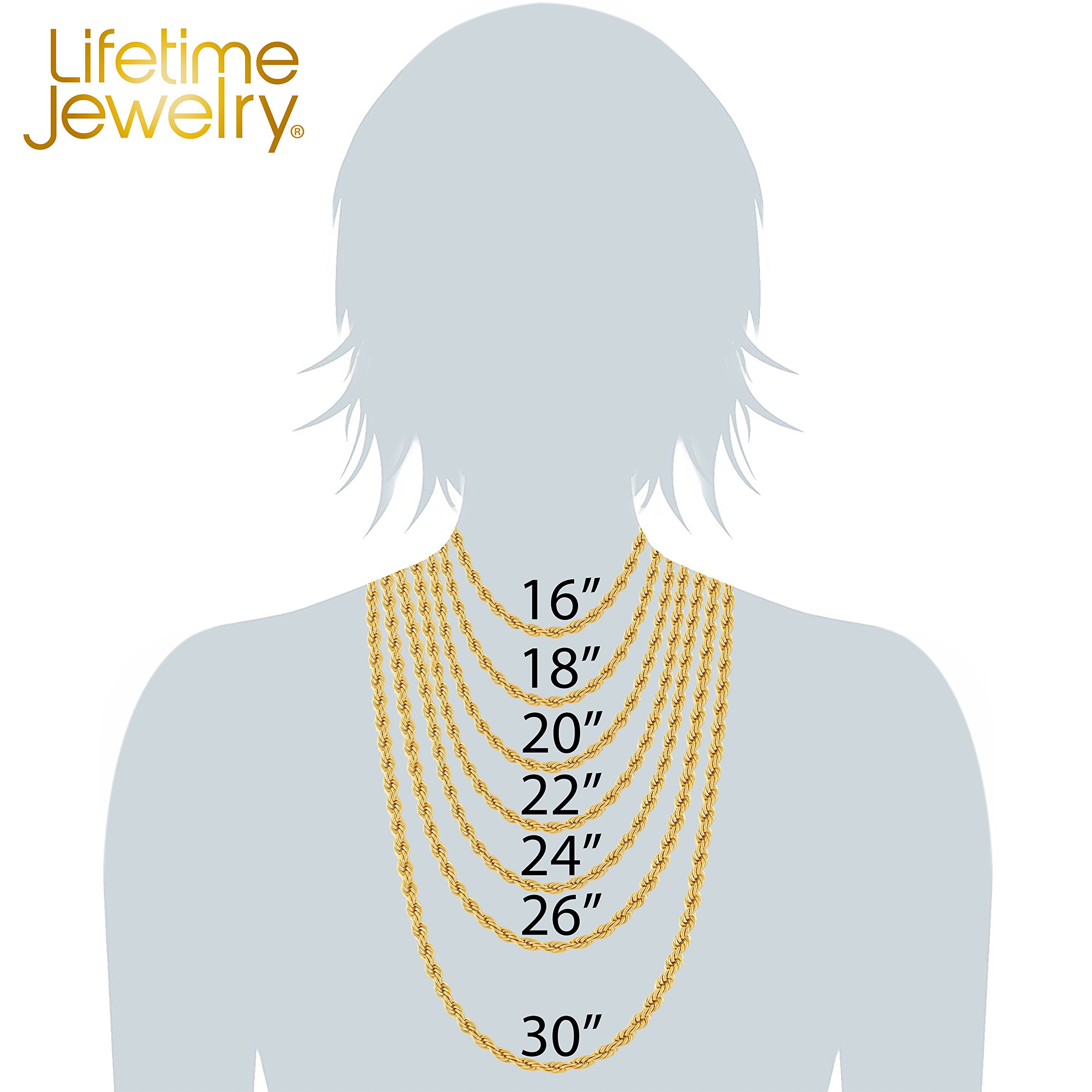 LIFETIME JEWELRY 5mm Rope Chain Necklace 24k Real Gold Plated for Men Women Teen
