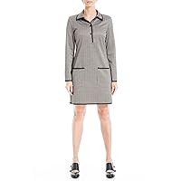 Max Studio Women's Double Knit Long Sleeve Shirt Dress, Taupe/Black Check-Yhy1651