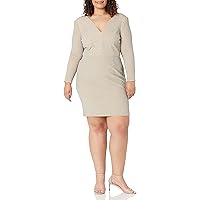 Dress the Population Women's Riley Long Sleeve Plunging Short Cocktail Dress