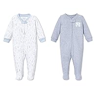 Organic Baby Baby Girls' Sleep N Play, Footed Sleepwear, 2 Pack