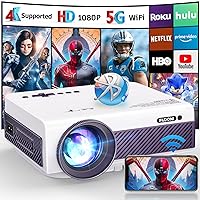 Projector with WiFi and Bluetooth, FUDONI 5G WiFi Native 1080P Outdoor Projector 11000L Support 4K, Portable Movie Projector with Screen and Max 300
