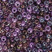 John Bead Czech Glass Seed Beads 6/0 Royal Amethyst Mix Beads for Jewelry Making Crafts, 23g Vial