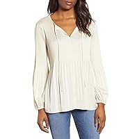 Lucky Brand Womens Pleated Peasant Top