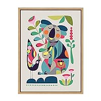 Kate and Laurel Sylvie Mid Century Modern Koala Framed Canvas Wall Art by Rachel Lee of My Dream Wall, 18x24 Natural, Abstract Colorful Animal Art for Wall