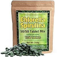 Premium Chlorella Spirulina 1,250 Tablets - 4 Months Supply, Non-GMO, Vegan Organic Capsules, Broken Cell Wall, Alkalizing, High Protein with Iron/Zinc/Chlorophyll, by Good Natured