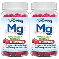 SlowMag Magnesium Citrate Gummies - Supports Muscle Health, Recovery & Relaxation, Natural Berry Flavored, 60 Count Pack of 2