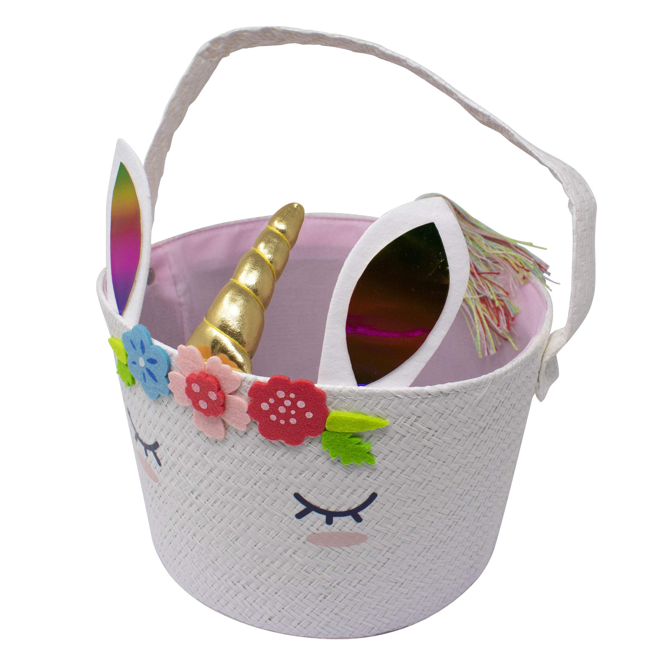 PTI Group Unicorn Easter Basket and Treats or Toys Container for Easter Egg Hunt Small