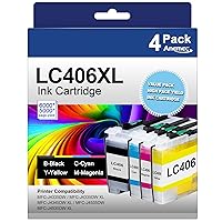 LC406XL LC406 Ink Cartridges for Brother Printer Compatible with Brother MFC-J4335DW Ink Work for MFC-J5855DW MFC-J6555DW MFC-J4535DW Printers (Black Cyan Magenta Yellow)
