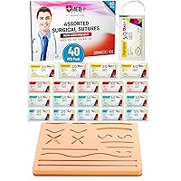 Suture Practice Pad and 40 pcs Suture Thread with Needles - Medical and Nursing Surgical Suture Kit - Demonstration and Training Only