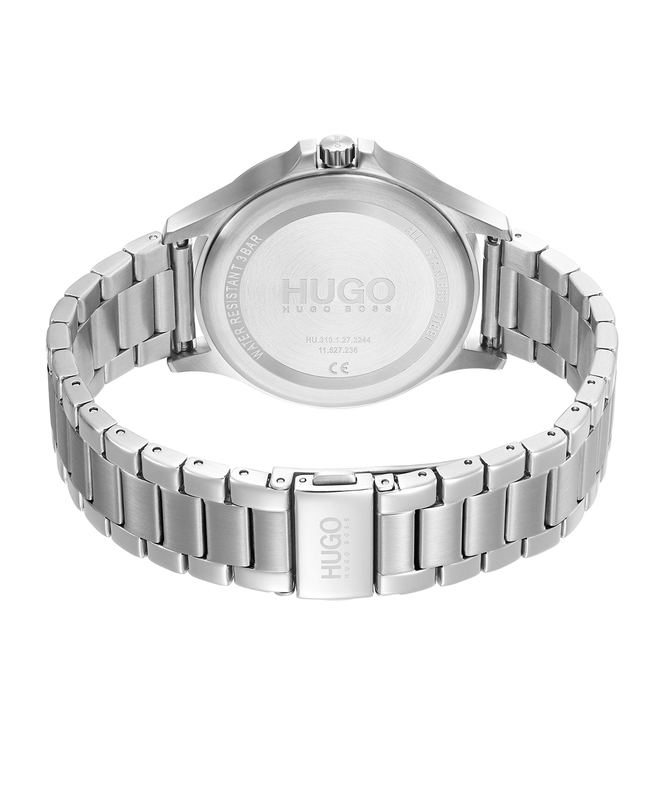 HUGO #LEAP Men's Multifunction Stainless Steel and Link Bracelet Casual Watch, Color: Silver (Model: 1530174)