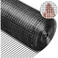Black Hardware Cloth 1/2 Inch 36 in x 50 ft 19 Gauge, PVC Coating Wire Mesh Rolls Vinyl Coated Welded Chicken Wire Fencing for Poultry Netting Fencing Wire Fence, Black